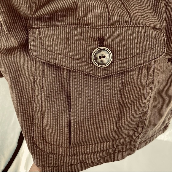 Chicos Striped Tailored Fit Pockets Button Notch Collar Cotton Blazer Jacket - Picture 5 of 9